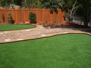 Artificial turf installed in a backyard