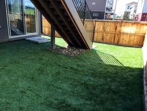 after photo of artificial grass installed in a frontyard
